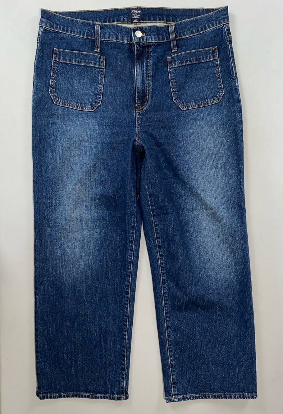 J Crew AW397 Women's Slim-Wide Leg Patch Pocket Jeans in All Day Stretch. 33 GUC